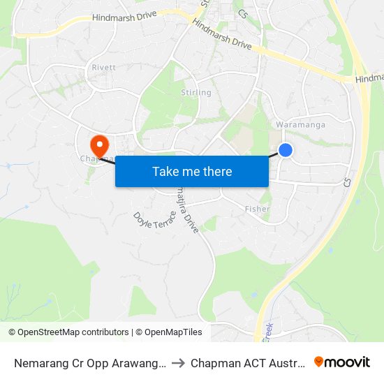 Nemarang Cr Opp Arawang Ps to Chapman ACT Australia map