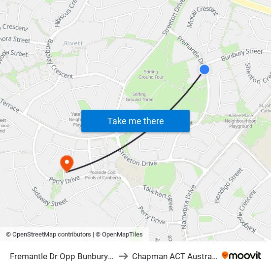 Fremantle Dr Opp Bunbury St to Chapman ACT Australia map