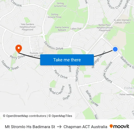 Mt Stromlo Hs Badimara St to Chapman ACT Australia map