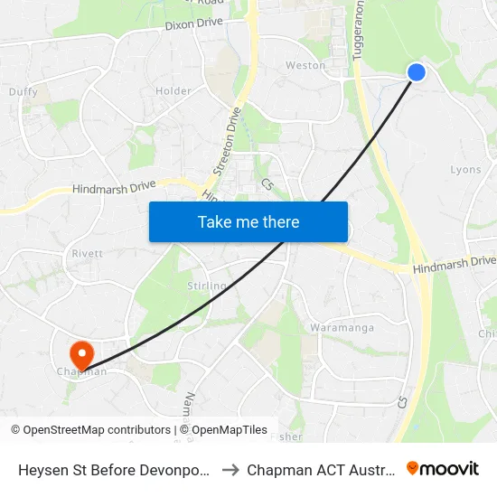 Heysen St Before Devonport St to Chapman ACT Australia map
