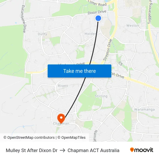 Mulley St After Dixon Dr to Chapman ACT Australia map
