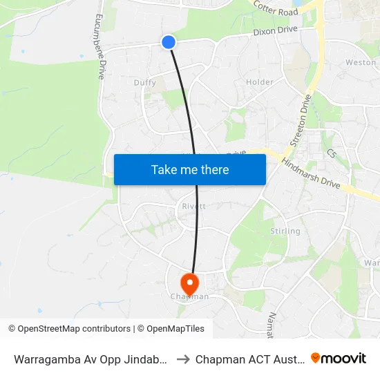 Warragamba Av Opp Jindabyne St to Chapman ACT Australia map