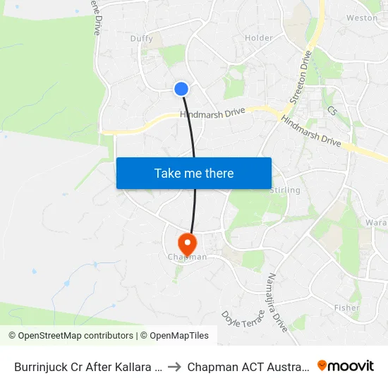Burrinjuck Cr After Kallara Cl to Chapman ACT Australia map