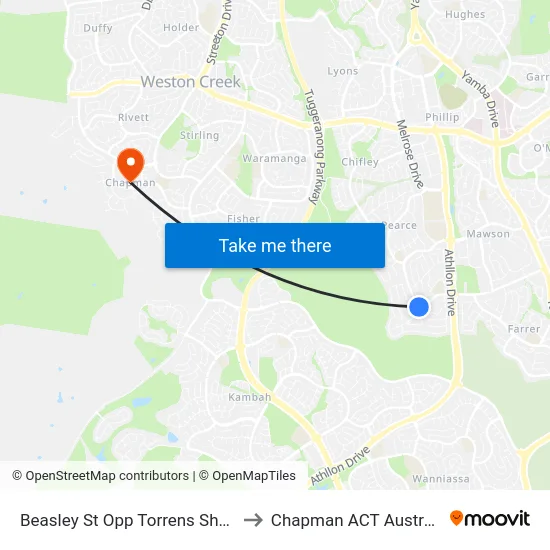 Beasley St Opp Torrens Shops to Chapman ACT Australia map