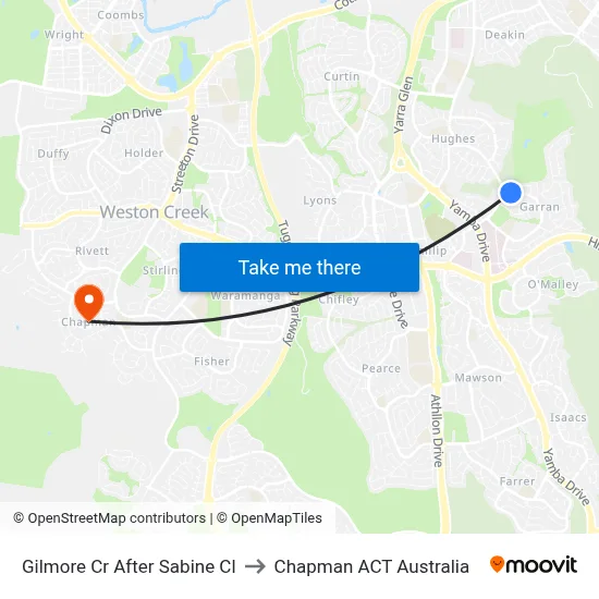 Gilmore Cr After Sabine Cl to Chapman ACT Australia map