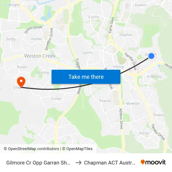 Gilmore Cr Opp Garran Shops to Chapman ACT Australia map