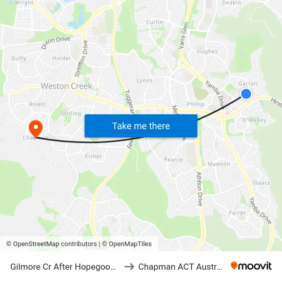 Gilmore Cr After Hopegood Pl to Chapman ACT Australia map