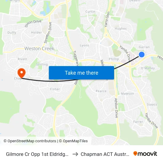 Gilmore Cr Opp 1st Eldridge Cr to Chapman ACT Australia map