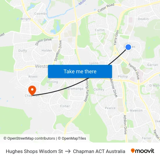 Hughes Shops Wisdom St to Chapman ACT Australia map