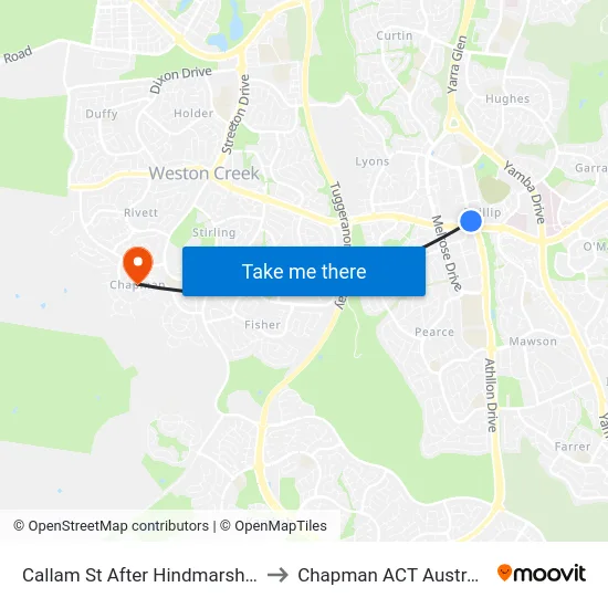 Callam St After Hindmarsh Dr to Chapman ACT Australia map