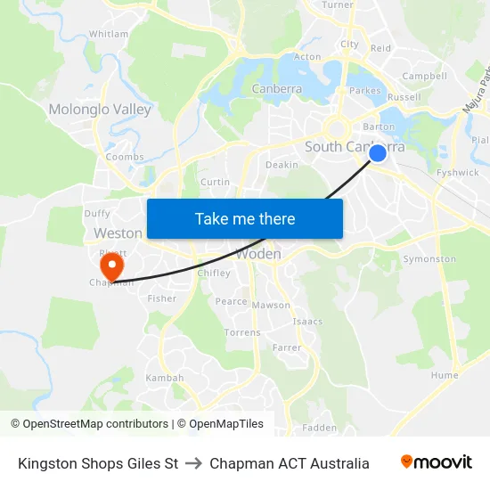 Kingston Shops Giles St to Chapman ACT Australia map