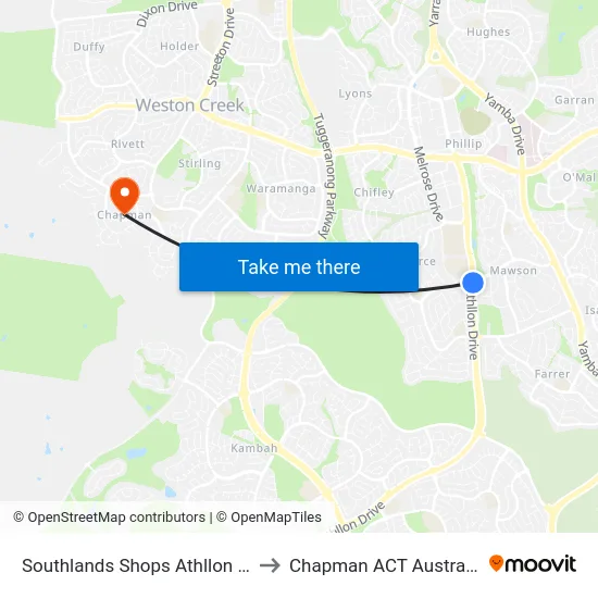 Southlands Shops Athllon Dr to Chapman ACT Australia map