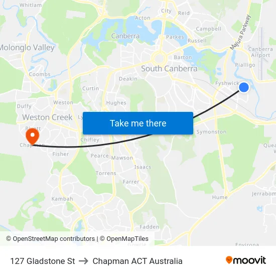 127 Gladstone St to Chapman ACT Australia map