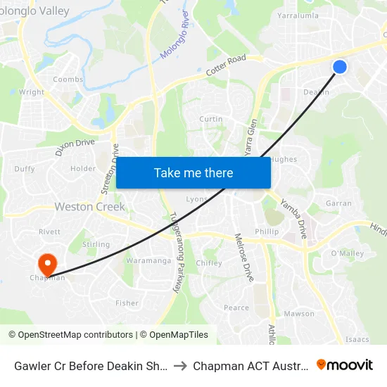 Gawler Cr Before Deakin Shops to Chapman ACT Australia map