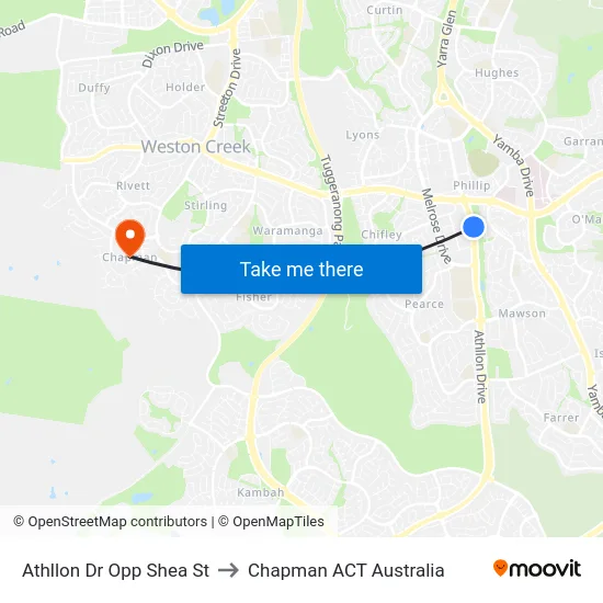 Athllon Dr Opp Shea St to Chapman ACT Australia map