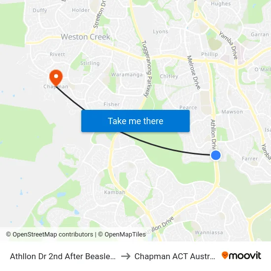 Athllon Dr 2nd After Beasley St to Chapman ACT Australia map