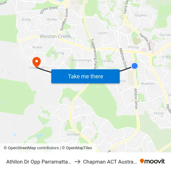 Athllon Dr Opp Parramatta St to Chapman ACT Australia map