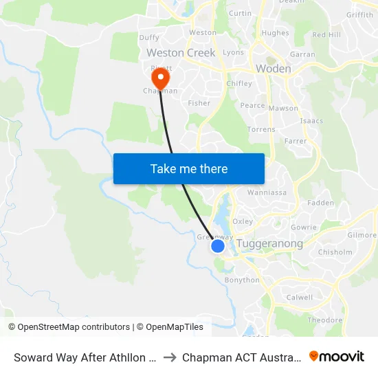 Soward Way After Athllon Dr to Chapman ACT Australia map
