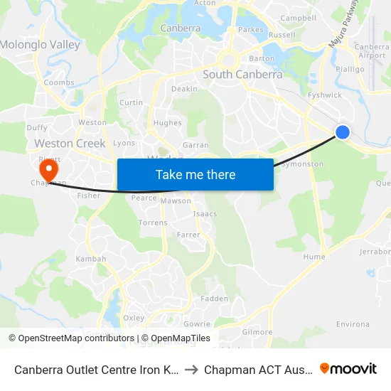 Canberra Outlet Centre Iron Knob St to Chapman ACT Australia map