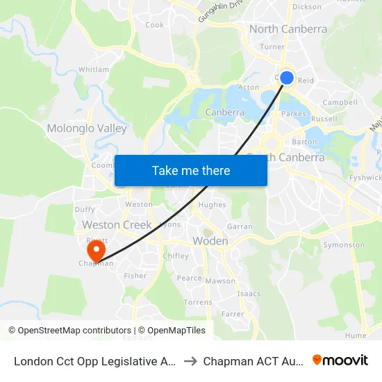 London Cct Opp Legislative Assembly to Chapman ACT Australia map