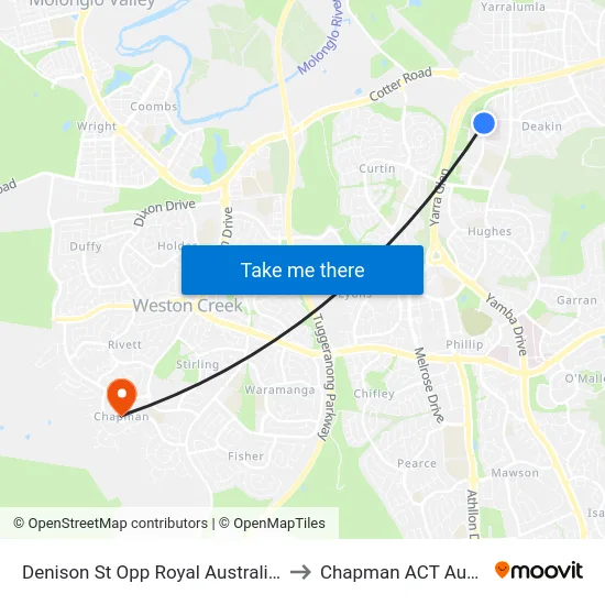 Denison St Opp Royal Australian Mint to Chapman ACT Australia map