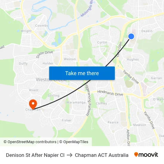 Denison St After Napier Cl to Chapman ACT Australia map