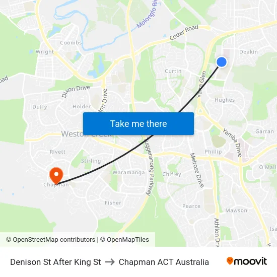 Denison St After King St to Chapman ACT Australia map