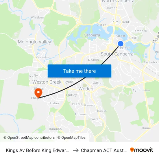 Kings Av Before King Edward Tce to Chapman ACT Australia map