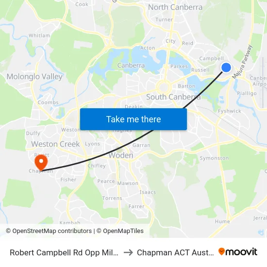 Robert Campbell Rd Opp Miles Rd to Chapman ACT Australia map
