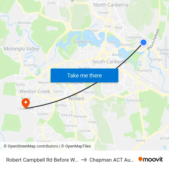Robert Campbell Rd Before Wilton Rd to Chapman ACT Australia map