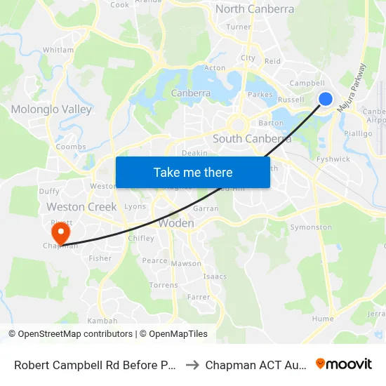 Robert Campbell Rd Before Parnell Rd to Chapman ACT Australia map