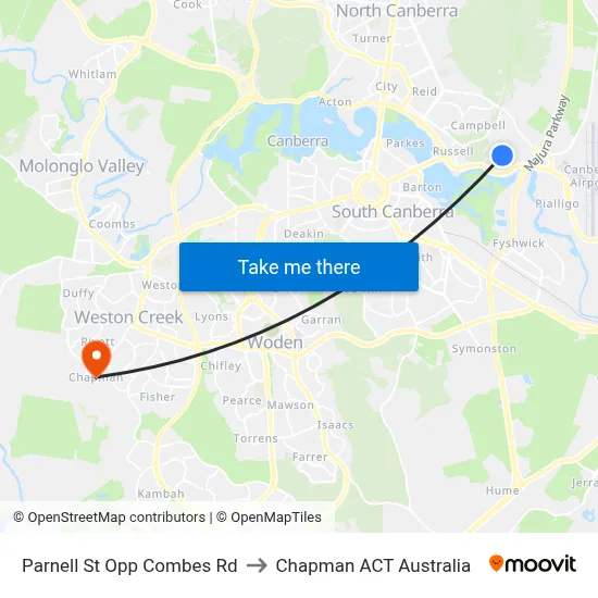 Parnell St Opp Combes Rd to Chapman ACT Australia map
