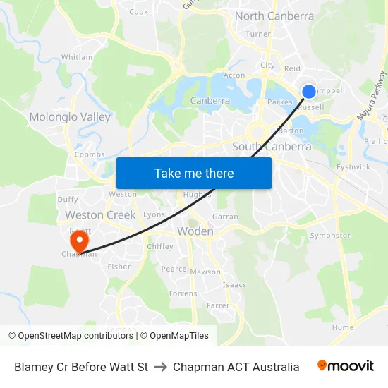 Blamey Cr Before Watt St to Chapman ACT Australia map