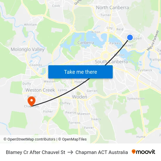 Blamey Cr After Chauvel St to Chapman ACT Australia map