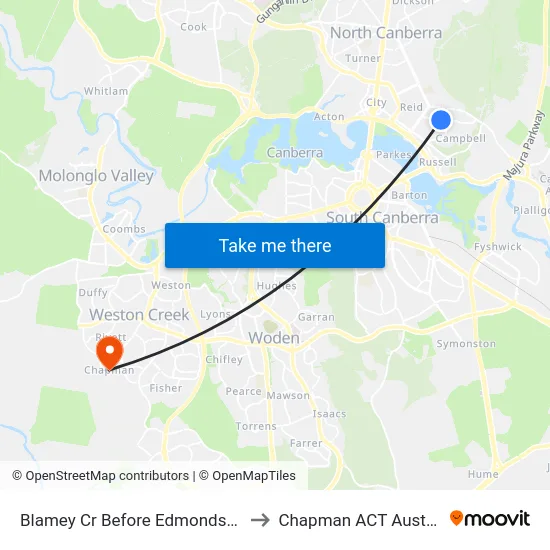 Blamey Cr Before Edmondson St to Chapman ACT Australia map