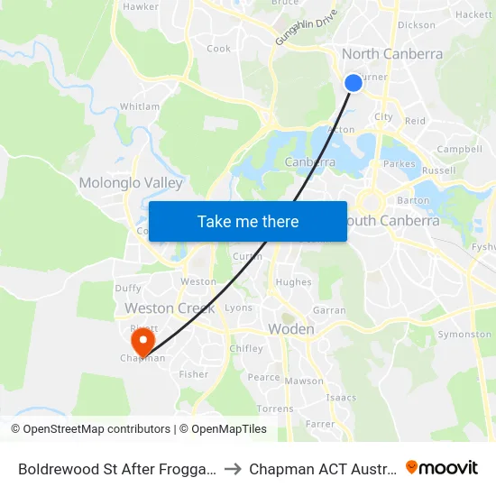 Boldrewood St After Froggatt St to Chapman ACT Australia map