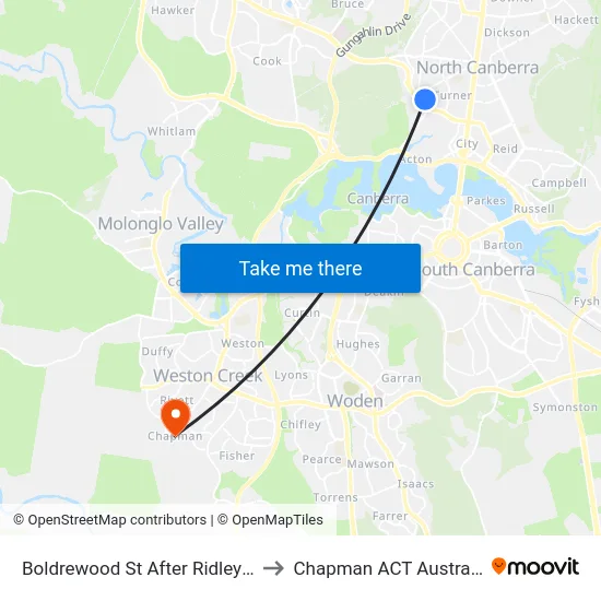 Boldrewood St After Ridley St to Chapman ACT Australia map