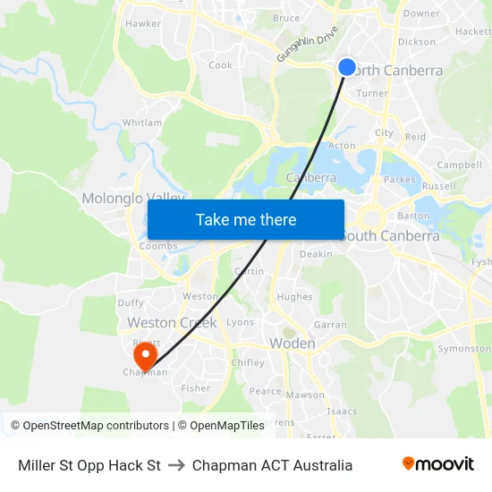 Miller St Opp Hack St to Chapman ACT Australia map