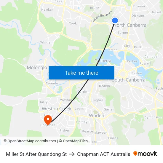 Miller St After Quandong St to Chapman ACT Australia map