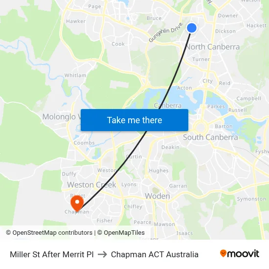 Miller St After Merrit Pl to Chapman ACT Australia map