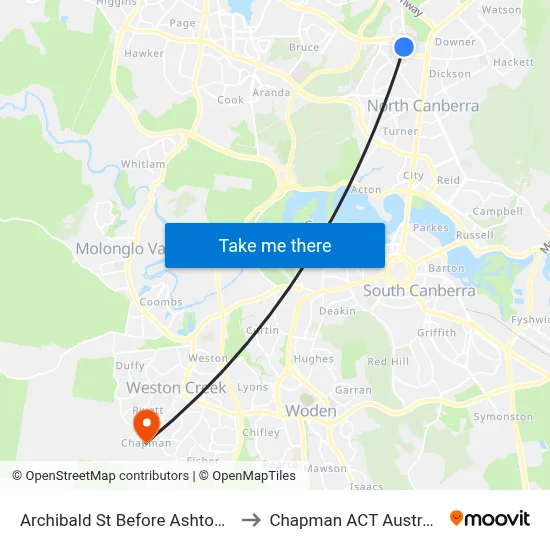 Archibald St Before Ashton St to Chapman ACT Australia map