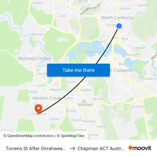 Torrens St After Girrahween St to Chapman ACT Australia map