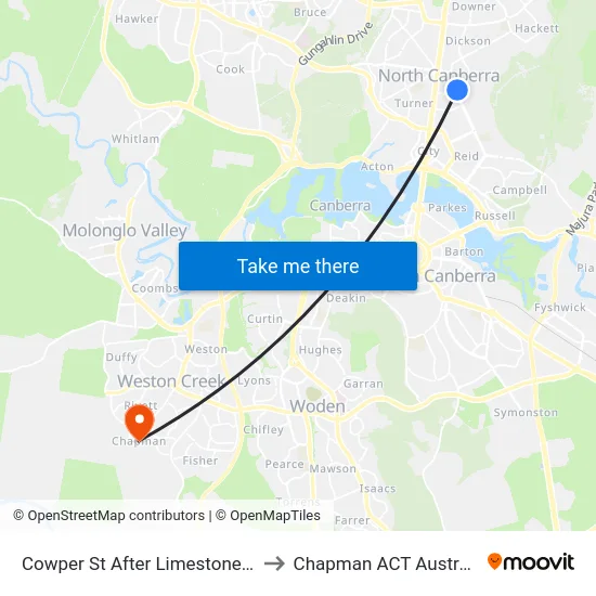 Cowper St After Limestone Av to Chapman ACT Australia map