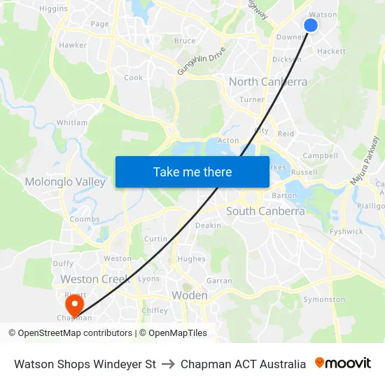 Watson Shops Windeyer St to Chapman ACT Australia map