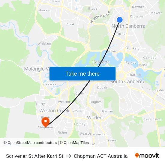 Scrivener St After Karri St to Chapman ACT Australia map