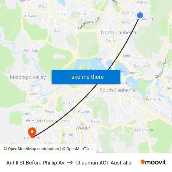 Antill St Before Phillip Av to Chapman ACT Australia map