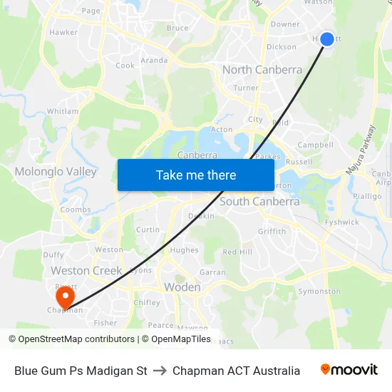 Blue Gum Ps Madigan St to Chapman ACT Australia map