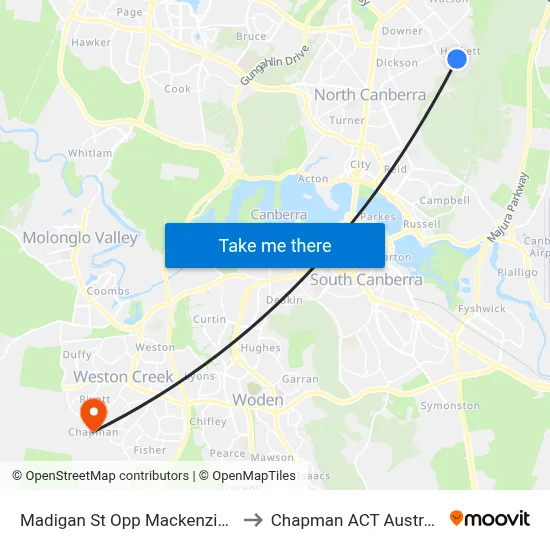 Madigan St Opp Mackenzie St to Chapman ACT Australia map