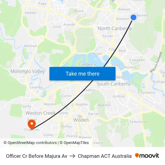 Officer Cr Before Majura Av to Chapman ACT Australia map
