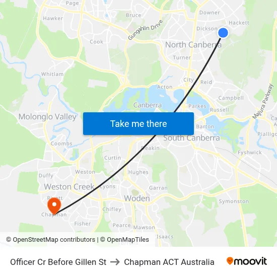 Officer Cr Before Gillen St to Chapman ACT Australia map